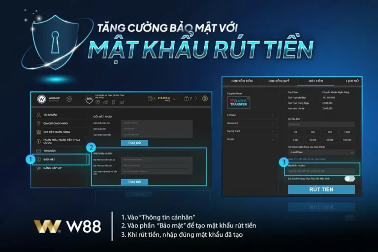 HƯỚNG DẪN TẠO MẬT KHẨU RÚT TIỀN W88