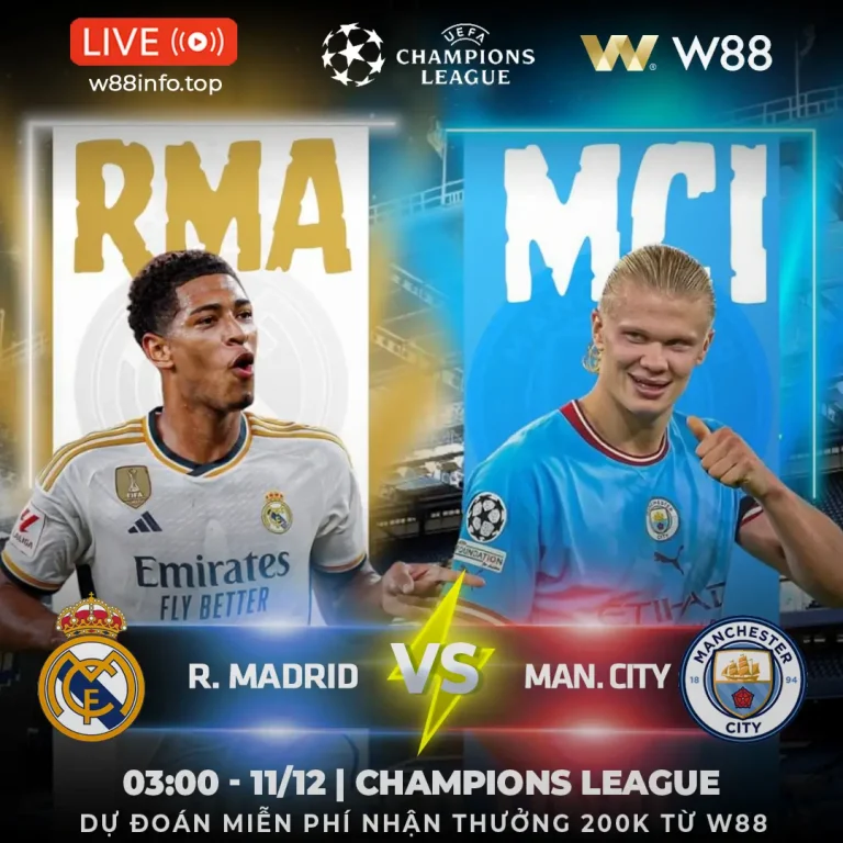 [W88 – MINIGAME] R.MADRID – MAN CITY | HUNG THẦN ĐẠI CHIẾN